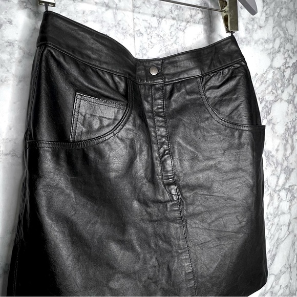 ⭐️ MARCO MORANI 80s LEATHER Fully Lined Pencil Skirt Women’s 28 Inch Waist - Picture 3 of 15